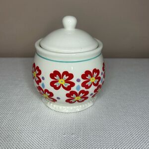The Pioneer Woman Covered Sugar Dish with Lid Red Floral